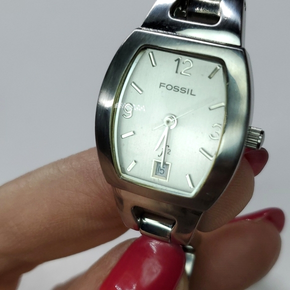 Vintage Fossil F² Watch ES9824 Silver Stainless Steel Swiss Parts EUC - Picture 6 of 13